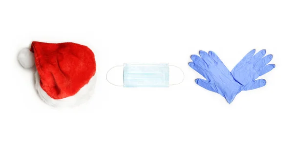 2020 Noeli için Kit, Santa Hat, Cerrahi Maske ve Eldiven