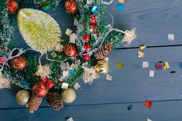 Εορταστική Σύνθεση Για Νέο Έτος Και Χριστούγεννα Χριστουγεννιάτικο Δέντρο Διακόσμηση Εικόνα Αρχείου