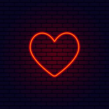 Neon kalp ikonu. Vektör illüstrasyonu