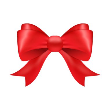 Gerçekçi kırmızı fiyonk. Vektör illüstrasyonu