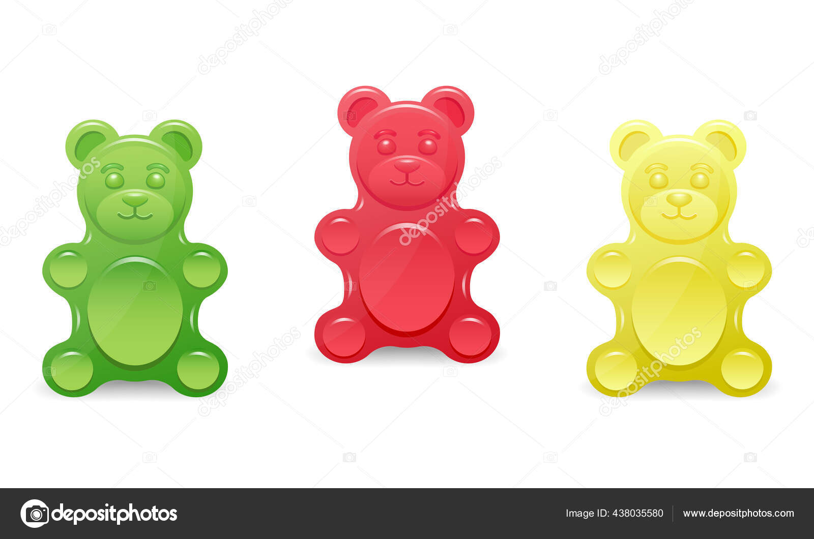 Colored Cartoon Gummy Bear on a White Background Stock Vector