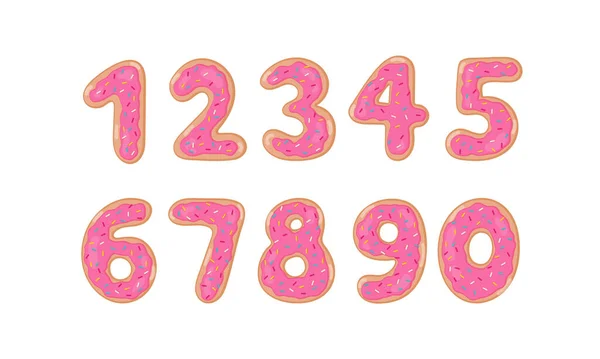 Набор Чисел Розовых Пончиков Векторная Иллюстрация — стоковый вектор