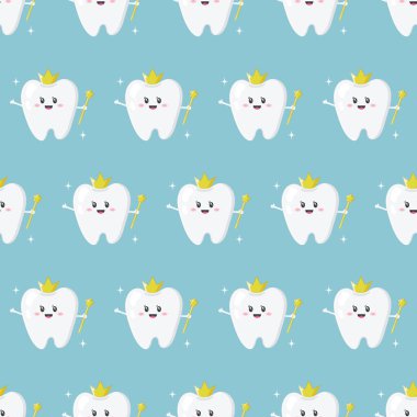 Diş perisi kusursuz desen. Vektör illüstrasyonu