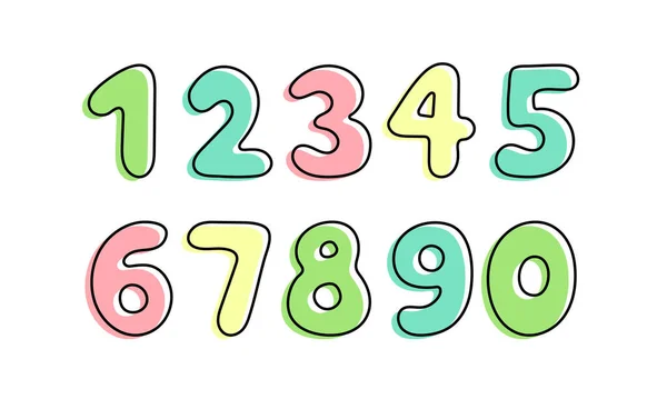 Kids Number Set Isolated White Background Vector Illustration — Stock Vector