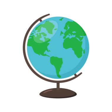 Dünya beyaz arka planda izole edildi. Düz vektör illüstrasyonu