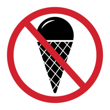 Dondurma tabelası yok. Beyaz arka planda izole edilmiş dondurma ikonu yok. Vektör illüstrasyonu