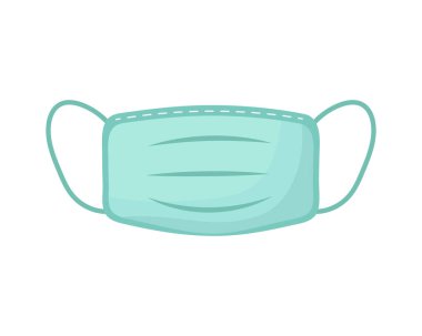 Tıbbi maske beyaz arka planda izole edilmiş. Vektör illüstrasyonu