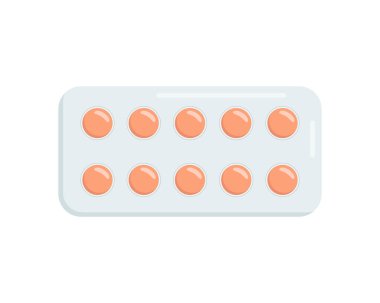 Beyaz arka planda izole edilmiş haplarla su toplamış. Vektör illüstrasyonu