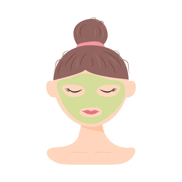 Woman Applies Facial Mask Vector Illustration — Stock Vector