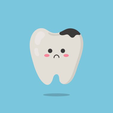 Üzüntülü diş bakımı. Vektör illüstrasyonu