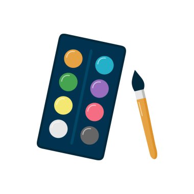 Beyaz arka planda izole edilmiş suluboya resimler ve fırça. Vektör illüstrasyonu