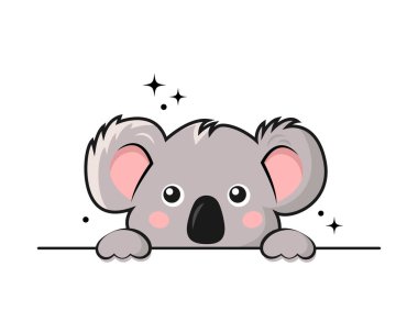 Beyaz arka planda izole edilmiş şirin koala. Vektör illüstrasyonu