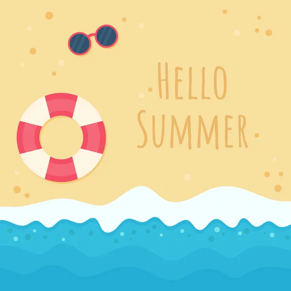 Hola Summer Vista Superior Playa Mar Ilustración Vectorial — Vector de stock