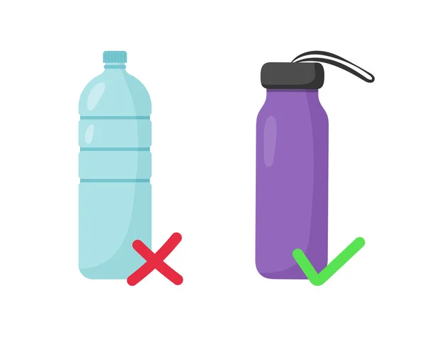 Plastic Fles Herbruikbare Fles Geen Afval Concept Vectorillustratie — Stockvector