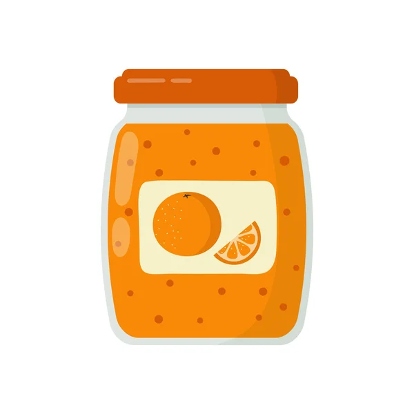 Pot Verre Confiture Orange Isolé Sur Fond Blanc Illustration Vectorielle — Image vectorielle