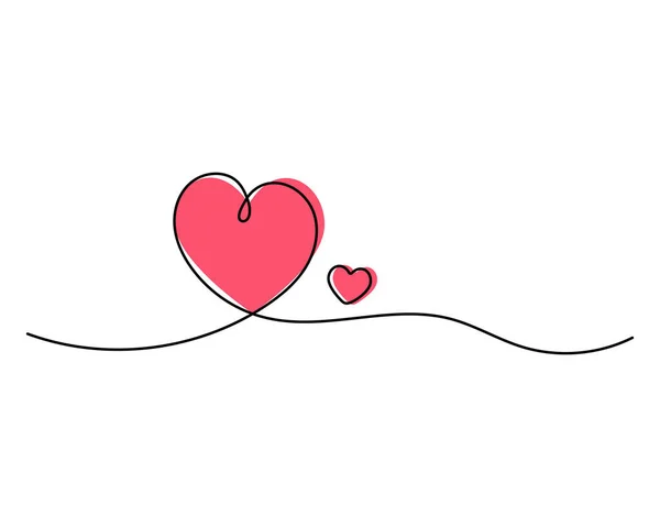 Corazones Dibujados Mano Dibujo Continuo Línea Corazón Ilustración Vectorial — Vector de stock