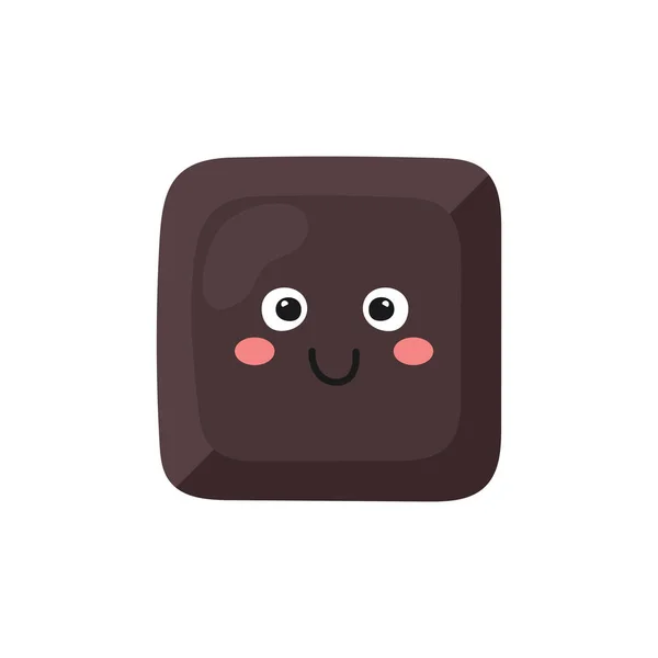 Lindo Personaje Pieza Chocolate Dibujos Animados Aislado Sobre Fondo Blanco — Vector de stock