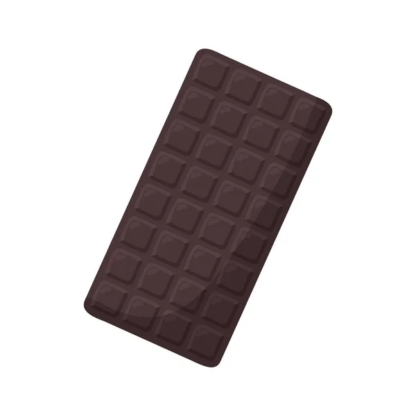 Barra Chocolate Negro Aislada Sobre Fondo Blanco Ilustración Vectorial — Vector de stock