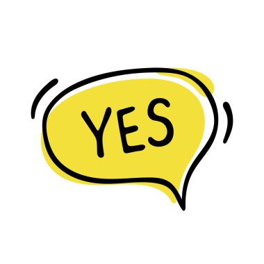 Evet, elle çizilmiş konuşma balonu beyaz arka planda izole edilmiş. Vektör illüstrasyonu