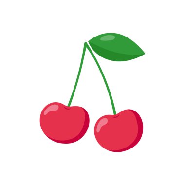 Beyaz arka plan üzerinde izole kiraz. Vektör çizim