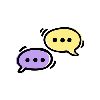 El çizimi sohbet simgesi. Karalama konuşma balonu beyaz arkaplanda izole edildi. Vektör illüstrasyonu