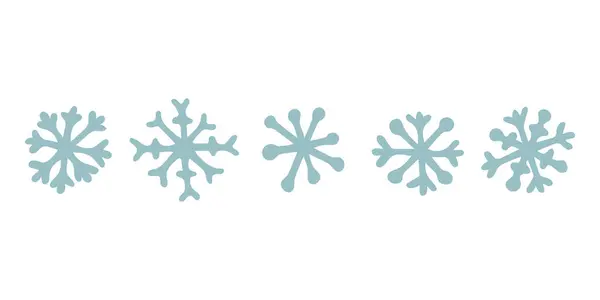 Juego Copos Nieve Dibujados Mano Ilustración Vectorial — Vector de stock