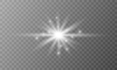 Güneş ışığı etkisi. Şeffaf arkaplanda vektör gerçekçi ışık