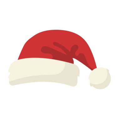 Noel Baba şapkası. Kırmızı Noel şapkası beyaz arka planda izole edilmiş