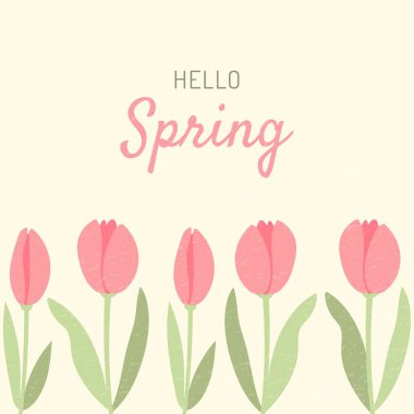 Merhaba laleli bahar kartı. Vektör illüstrasyonu