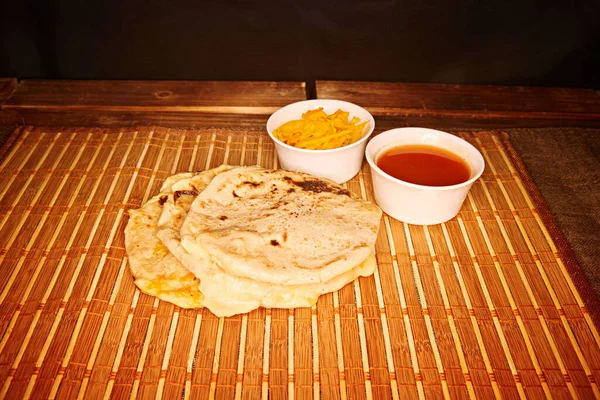 Close Photo Pupusas Dish Nuegados Traditional Meal Salvador — Stock Photo, Image