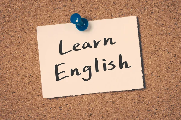 İngilizce PIN bülten panosunda Not öğrenmek — Stok fotoğraf