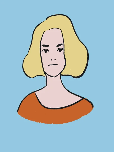 Blond Haar Vrouw Portret Illustratie — Stockfoto