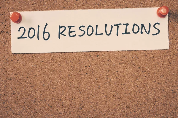 2016 resolutioner Obs nålas på anslagstavlan — Stockfoto