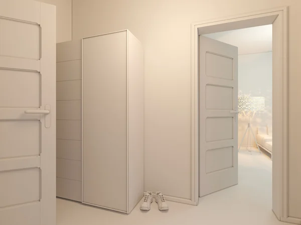 Visualização 3D do hall de entrada de design de interiores . — Fotografia de Stock