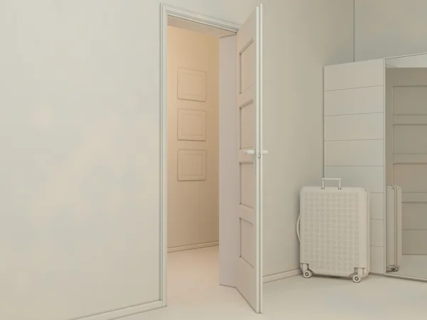 Visualização 3D de design de interiores vivendo em um apartamento de estúdio — Fotografia de Stock