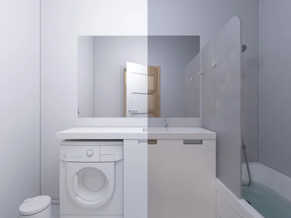 3D illusztráció kollázs belsőépítészeti fürdőszoba — Stock Fotó