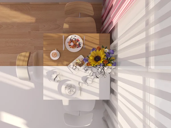 Collage visualización 3D de la cocina de diseño de interiores — Foto de Stock