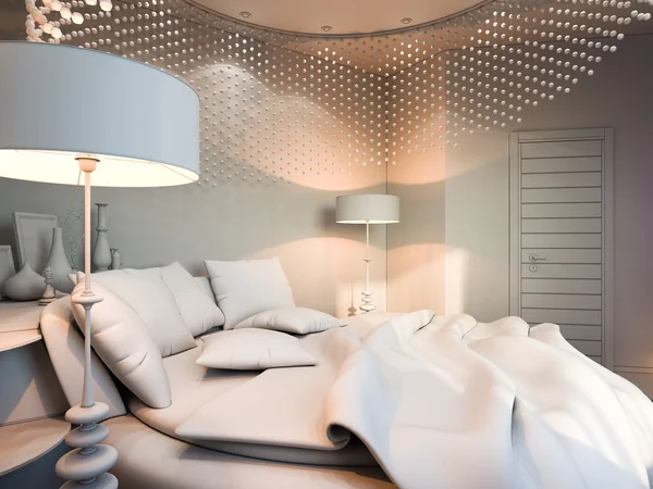 Дизайн інтер'єру спальні в чорно-білих тонах . — стокове фото