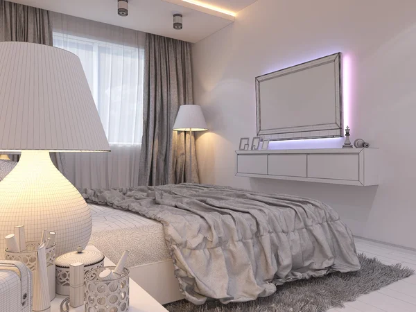 3d rendering of bedroom interior design in a modern style. — Stock Photo, Image