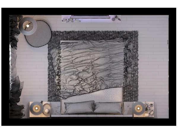 モダンなスタイルで寝室のインテリアデザインの3Dレンダリング. — ストック写真