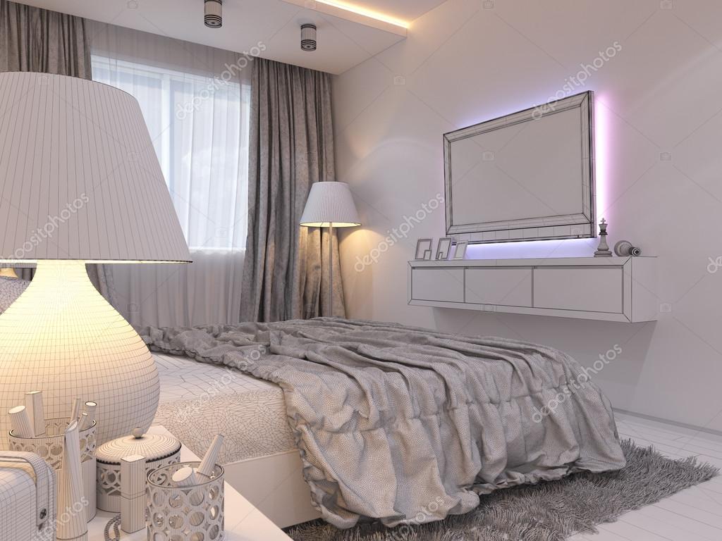 greek style bedroom design | 3d rendering of bedroom