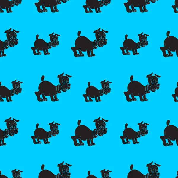 Ilustração vetorial de um padrão sem costura de filhote de cachorro bonito —  Vetores de Stock