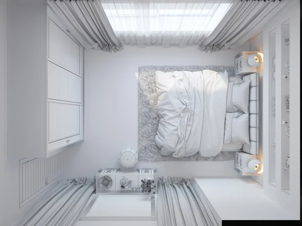 3d renderizado de dormitorio diseño interior en un estilo moderno . —  Fotos de Stock