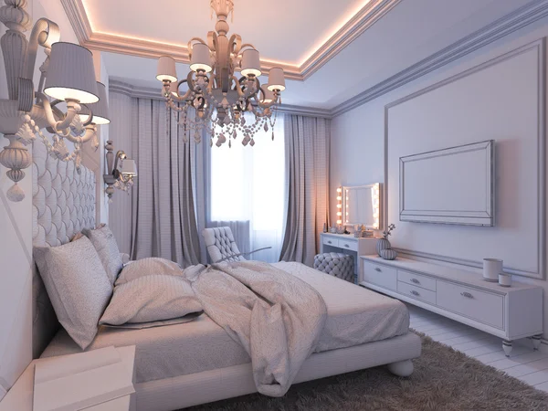 3d rendu du design intérieur de la chambre dans un style classique moderne . — Photo