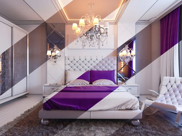 3d renderizado de diseño de interiores de dormitorio en un estilo clásico moderno . — Foto de Stock