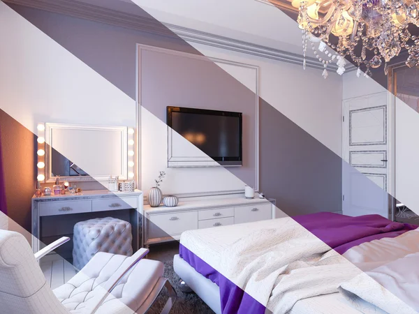 3d renderizado de diseño de interiores de dormitorio en un estilo clásico moderno . —  Fotos de Stock