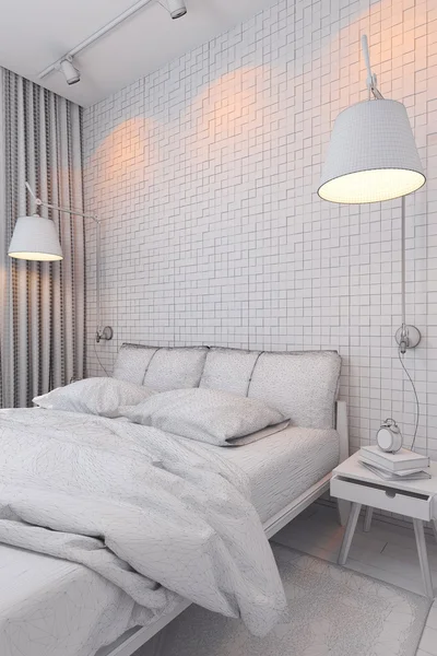 3d rendering desain interior kamar tidur dalam gaya kontemporer . — Stok Foto