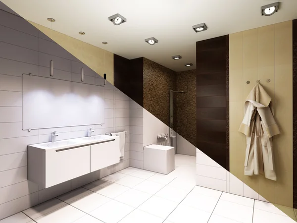 3d illustration of interior design of a bathroom with shower. — Stockfoto