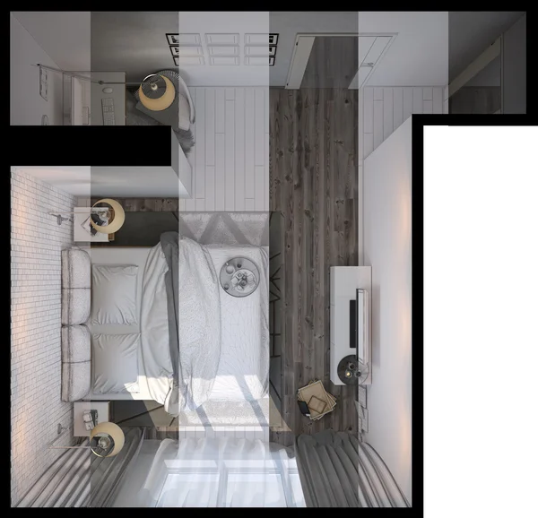 Rendering 3d di camera da letto interior design in stile contemporaneo . — Foto Stock