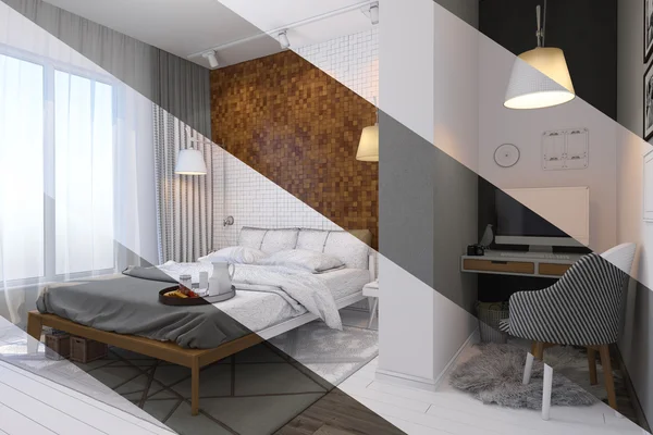 3d rendu du design intérieur de la chambre dans un style contemporain . — Photo